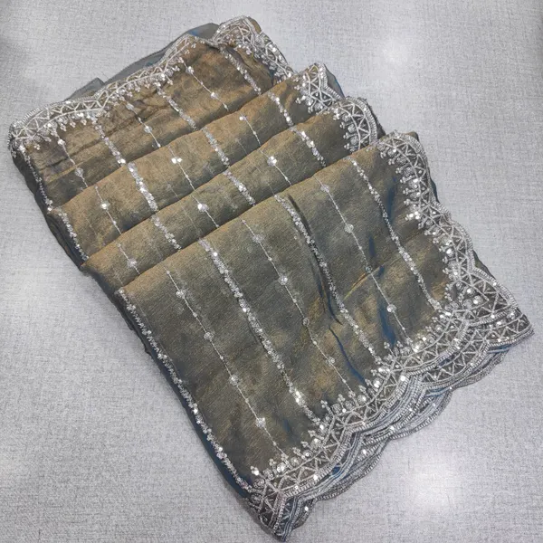 Trending Fendy Silk Saree With Complete Zari and Sequence Work | SR176